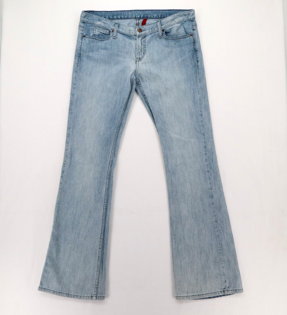 Vintage GUESS Foxy Flare Low Rise Jeans Y2K Sz 31 x 34" Inseam Light Wash Womens